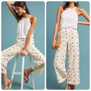 Anthropologie Cropped Clip Dot Trousers Size 8